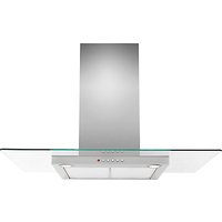 John Lewis JLHDA910 Chimney Cooker Hood, Stainless Steel And Flat Clear Glass