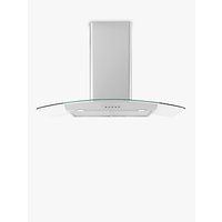 John Lewis JLHDA923 Chimney Cooker Hood, Stainless Steel And Curved Clear Glass