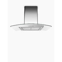 John Lewis JLISHDA901 Island Chimney Cooker Hood, Stainless Steel And Curved Clear Glass