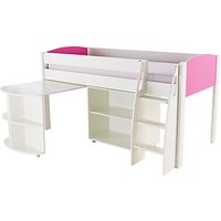 Stompa Uno S Plus Mid-Sleeper Bed With Pull-Out Desk And Bookcase