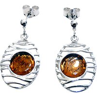 Goldmajor Amber And Sterling Silver Lattice Drop Earrings, Silver/Amber