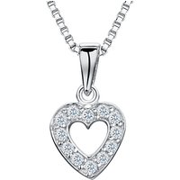 Jools By Jenny Brown Rhodium Plated Silver Cubic Zirconia Heart Pendant, Silver