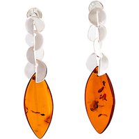 Be-Jewelled Cognac Amber Decorative Drop Earrings, Amber