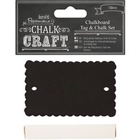 Docrafts Papermania Chalk Craft Scalloped Chalkboard Tag And Chalk Set, Pack Of 12