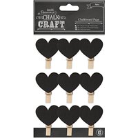 Docrafts Papermania Chalk Craft Chalkboard Heart Pegs, Pack Of 9