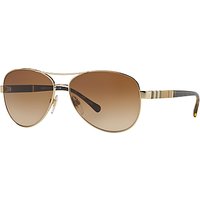 Burberry BE3080 Pilot Sunglasses, Gold/Brown