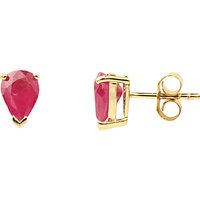 A B Davis 9ct Gold Ruby Pear Shape Earrings, Red