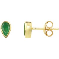A B Davis 9ct Gold Emerald Rubover Stud Earrings, Green