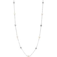 Lido Pearls Freshwater Pearl And Cubic Zirconia Linked Necklace, Silver/White