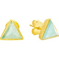 Auren 18ct Gold Vermeil Aqua Quartz Triangle Stud Earrings, Gold