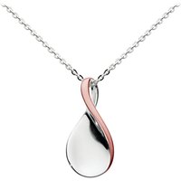 Kit Heath Sterling Silver Rose Gold Plated Twisted Petal Necklace, Silver/Rose Gold