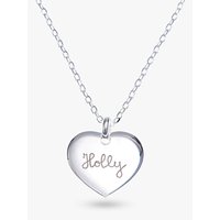 Merci Maman Personalised Sterling Silver Heart Pendant Necklace, Silver
