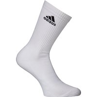 Adidas 3-Stripe Performance Crew Socks, Pack Of 6, White