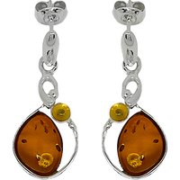Goldmajor Sterling Silver Bi-Colour Amber Drop Earrings, Amber