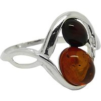Goldmajor Sterling Silver Two-Tone Amber Ring, Amber, N