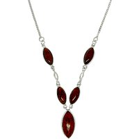 Goldmajor Sterling Silver Amber Marquise Y Necklace, Amber