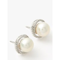 Lido Pearls Large Pearl Cubic Zirconia Twist Stud Earrings, White