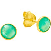Auren 18ct Gold Vermeil Round Chrysoprase Stud Earrings, Gold/Green