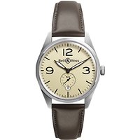 Bell & Ross BRV123-BEI-ST/SCA Men's Vintage Original Automatic Leather Strap Watch, Brown/Cream