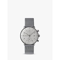 Junghans 027/4003.44 Men's Max Bill Self-Winding Chronoscope Bracelet Strap Watch, Silver/White