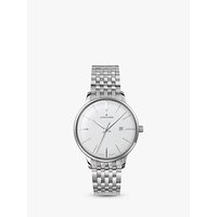 Junghans 047/4372.44 Women's Meister Date Bracelet Strap Watch, Silver/White