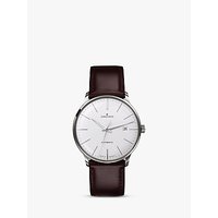 Junghans 027/4310.00 Men's Meister Classic Self-Winding Leather Strap Watch, Brown/White