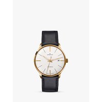 Junghans 027/7312.00 Men's Meister Classics Self-Winding Leather Strap Watch, Black/White
