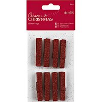 Docrafts Glitter Pegs, Red, Pack Of 8