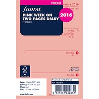 Filofax Week On 2 Page 2016 Diary Insert, Pocket, Pink
