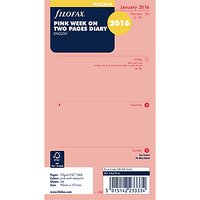 Filofax Week On 2 Pages 2016 Personal Organiser Inserts, Pink