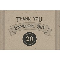 East Of India Craft Thank You Envelope Set, Pack Of 20, Brown