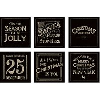 East Of India Christmas Square Sticker Sheet, Black/Gold