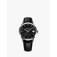 Raymond Weil 2740-STC-20021 Men's Freelancer Leather Strap Watch, Black