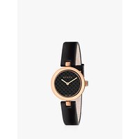 Gucci YA141501 Women's Diamantissima Leather Strap Watch, Black
