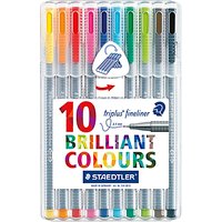 Staedtler Triplus Fineliner Colour Pens, Pack Of 10