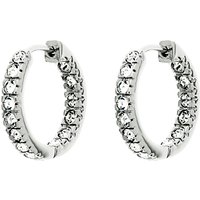Finesse Rhodium Plated Swarovski Crystal Hoop Earrings, Silver