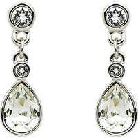 Cachet Rhodium Plated Swarovski Crystal Pear Stone Drop Earrings, Silver
