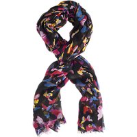 Chesca Butterfly Print Scarf, Black/Pink