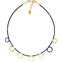 Be-Jewelled Gold Plated Oxydised Sterling Silver Circle Hematite Necklace, Gold/Black
