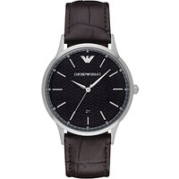 Emporio Armani AR2480 Men's Leather Strap Watch, Dark Brown/Black