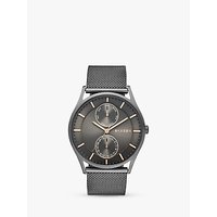 Skagen SKW6180 Men's Holst Chronograph Stainless Steel Mesh Bracelet Strap Watch, Gunmetal/Black