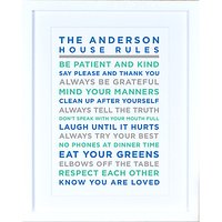 Megan Claire - Personalised House Rules Framed Print, Marine