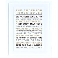 Megan Claire - Personalised House Rules Framed Print, Neutral