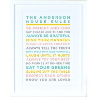 Megan Claire - Personalised House Rules Framed Print, Pastels