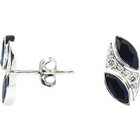 Turner & Leveridge 2000s 18ct White Gold Marquise Sapphire And Brilliant Diamond Stud Earrings, White Gold/Blue