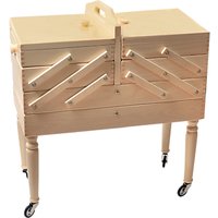 Aumuller Korbwaren Wheeled Cantilever Wooden Sewing Cabinet, Light Wood