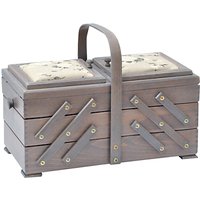 Aumuller Korbwaren Large Cantilever Wooden Sewing Box, Antique Grey