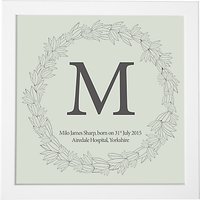 Modo Creative Personalised Name Leaf Wreath Framed Print, 18 X 18cm