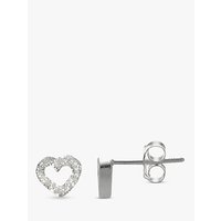 Nina B Tiny Sparkly Heart Stud Earrings, Silver