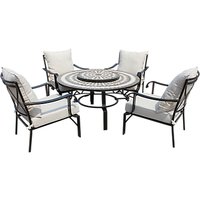 LG Outdoor Casablanca 4-Seater Round Table & Armchair Lounge Set With Firepit & Lazy Susan